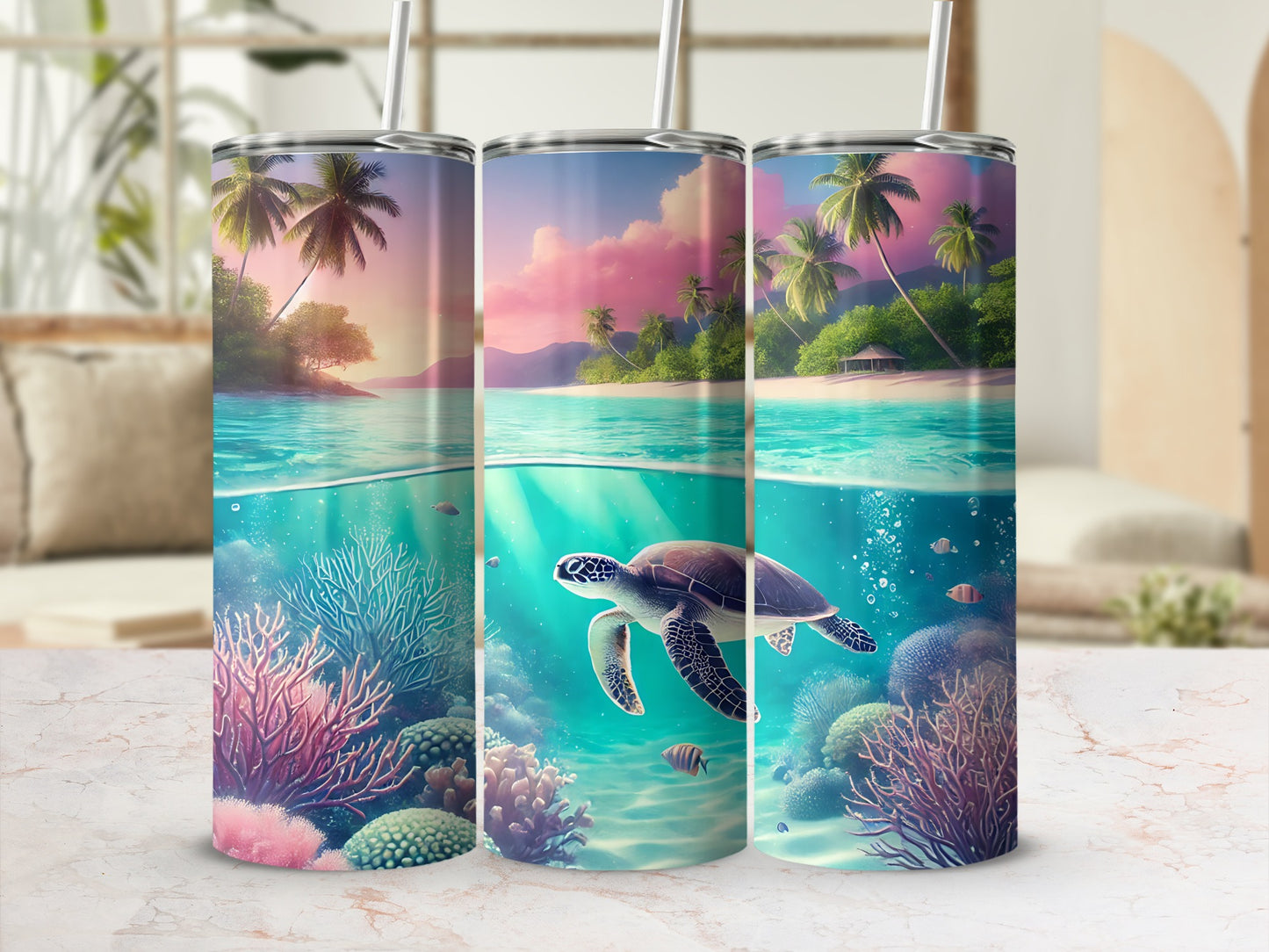 Tropical Beach Ocean Turtle Coral Reef Tumbler product type
