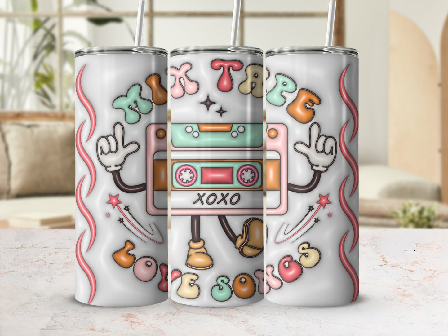 Retro Mixtape Love Songs Tumbler with Fun Artwork