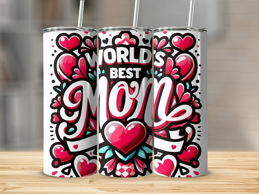 World's Best Mom Heart Design Tumbler
