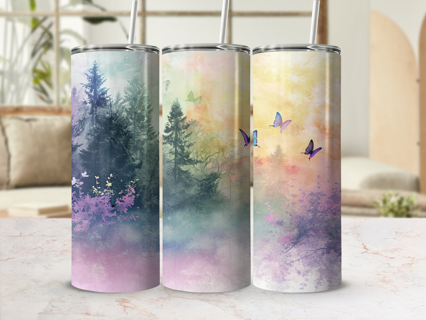 Enchanted Forest Butterflies Dreamy Nature Tumbler