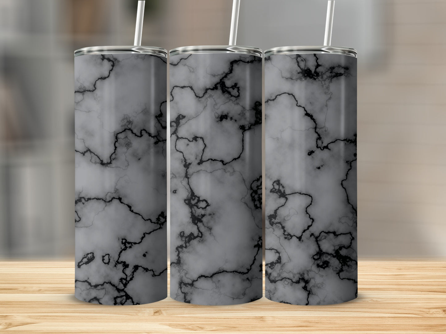 Gray Abstract Design With Black Lines Custom Tumblers
