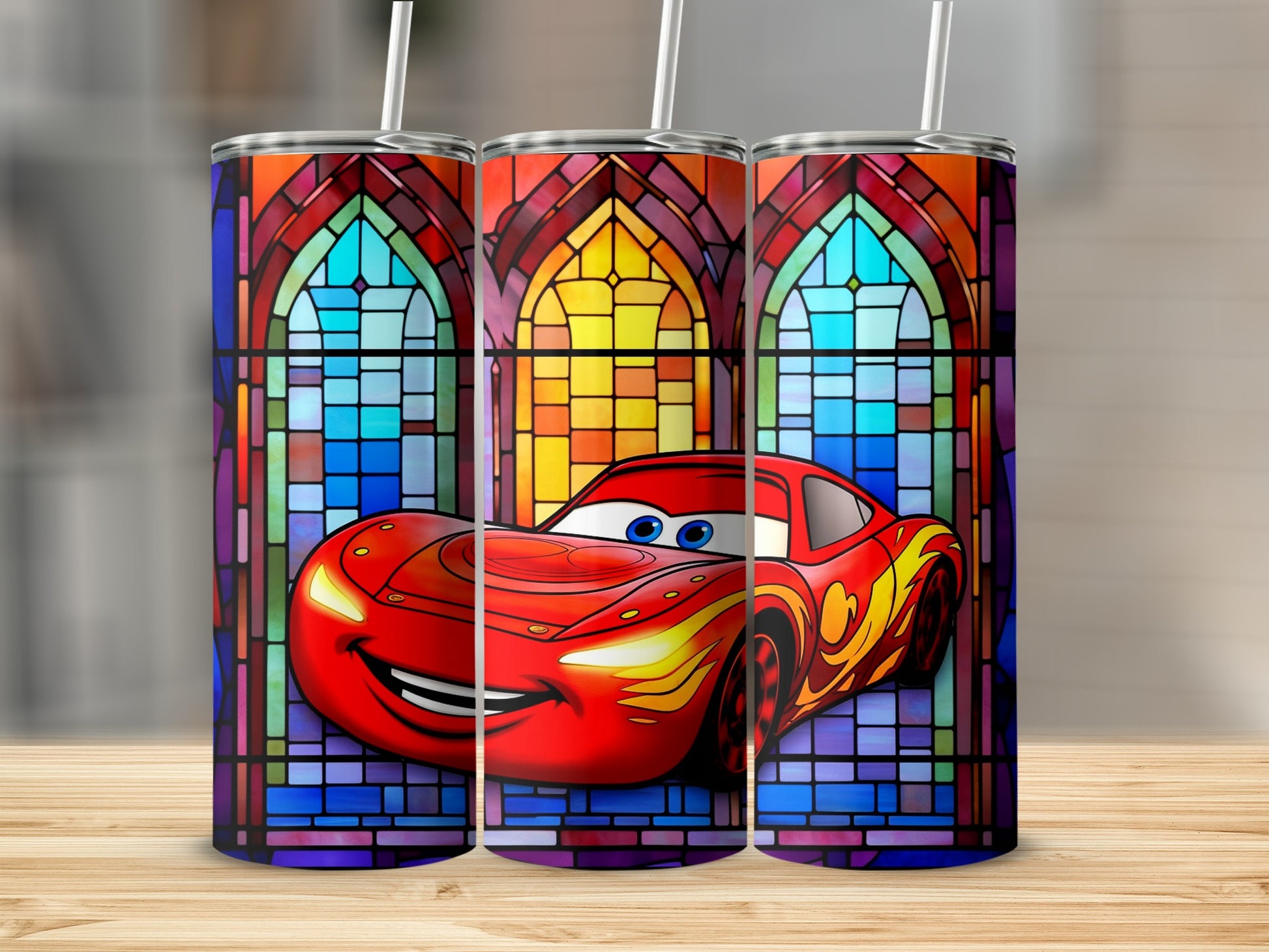 Colorful Stained Glass Car Design Drink Tumbler