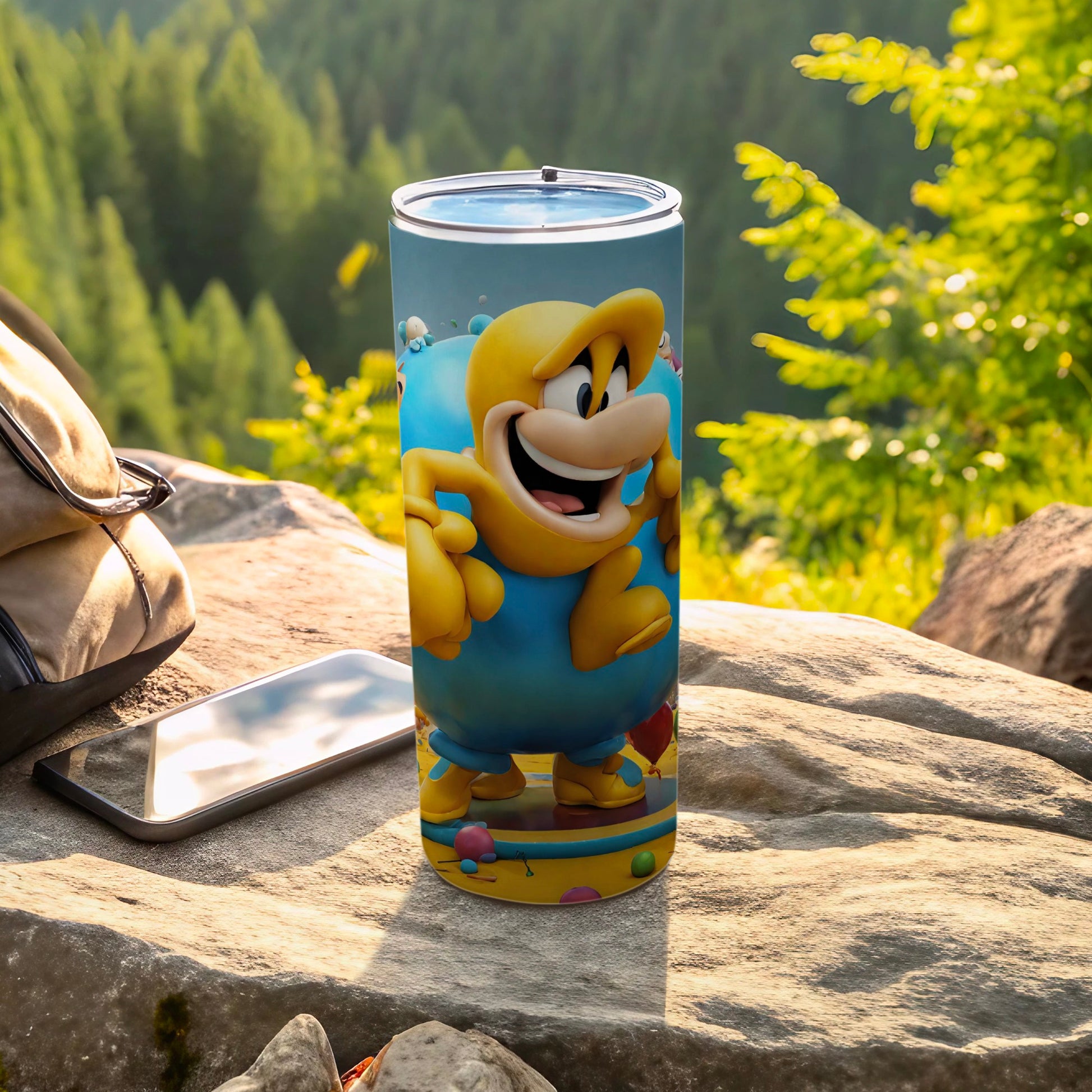 Vibrant Yellow Cartoon Character Scenic Tumbler
