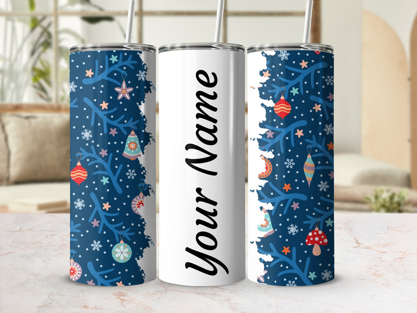 Personalized Christmas Tumbler with Festive Designs