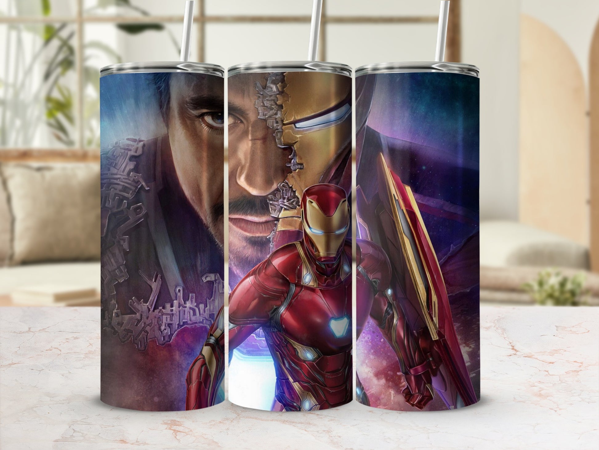 Superhero Metal Suit Design Insulated Tumbler Cup