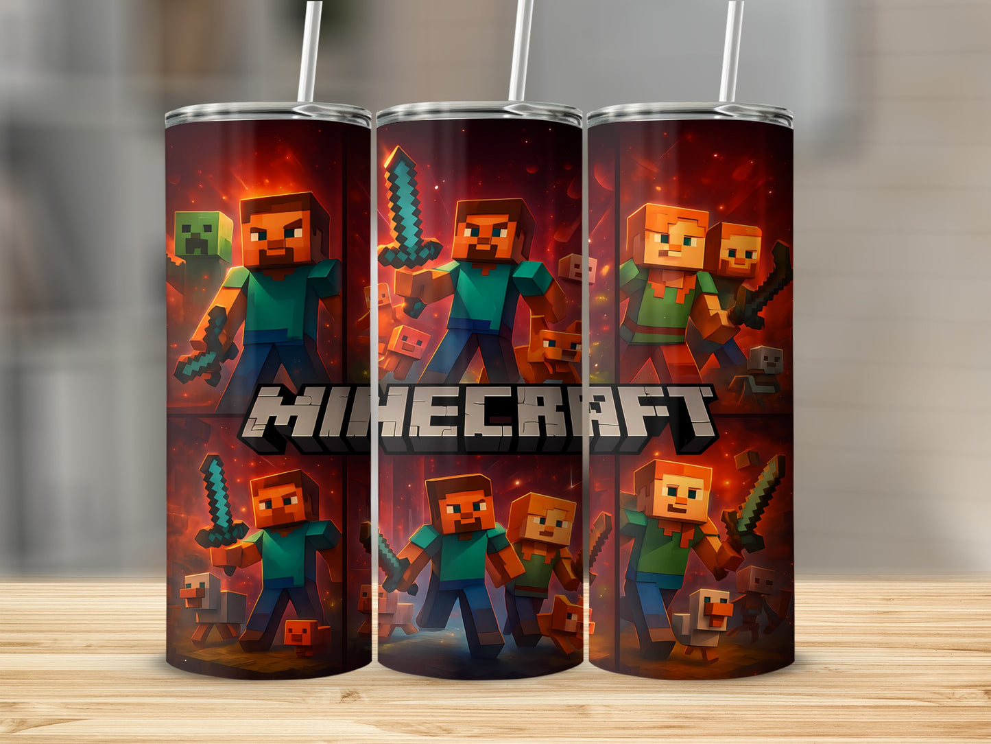 Minecraft Graphic Tumbler with Straw 20oz Cup