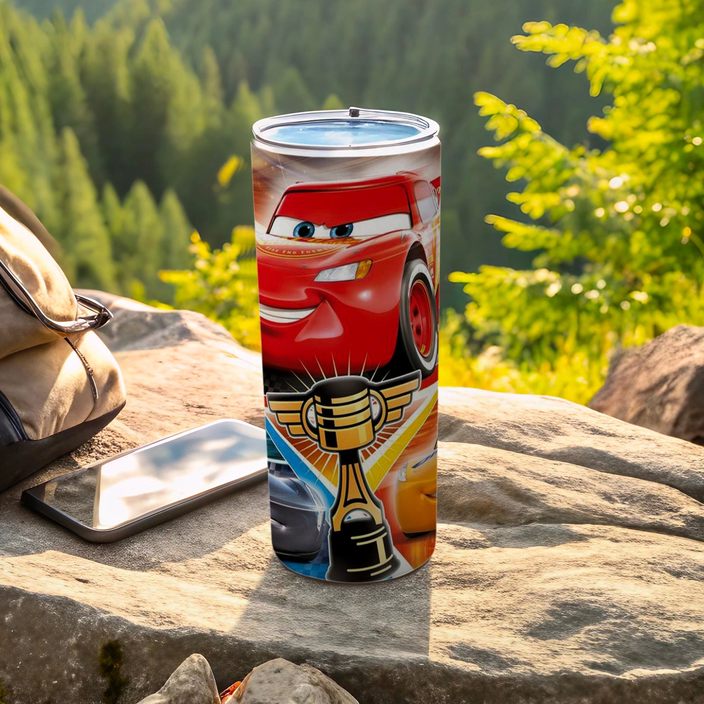Lightning McQueen Themed Travel Tumbler with Lid