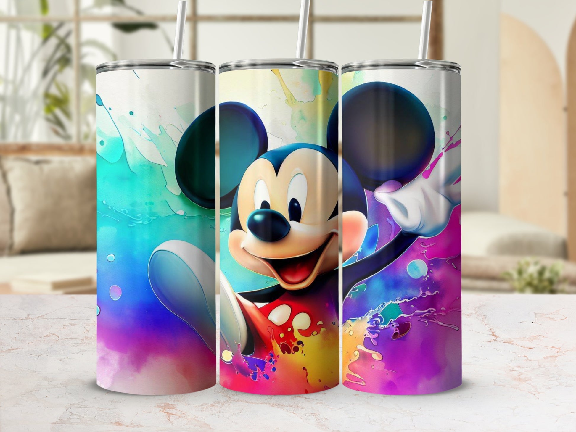 Colorful Mickey Mouse Character Tumbler Cup Flask