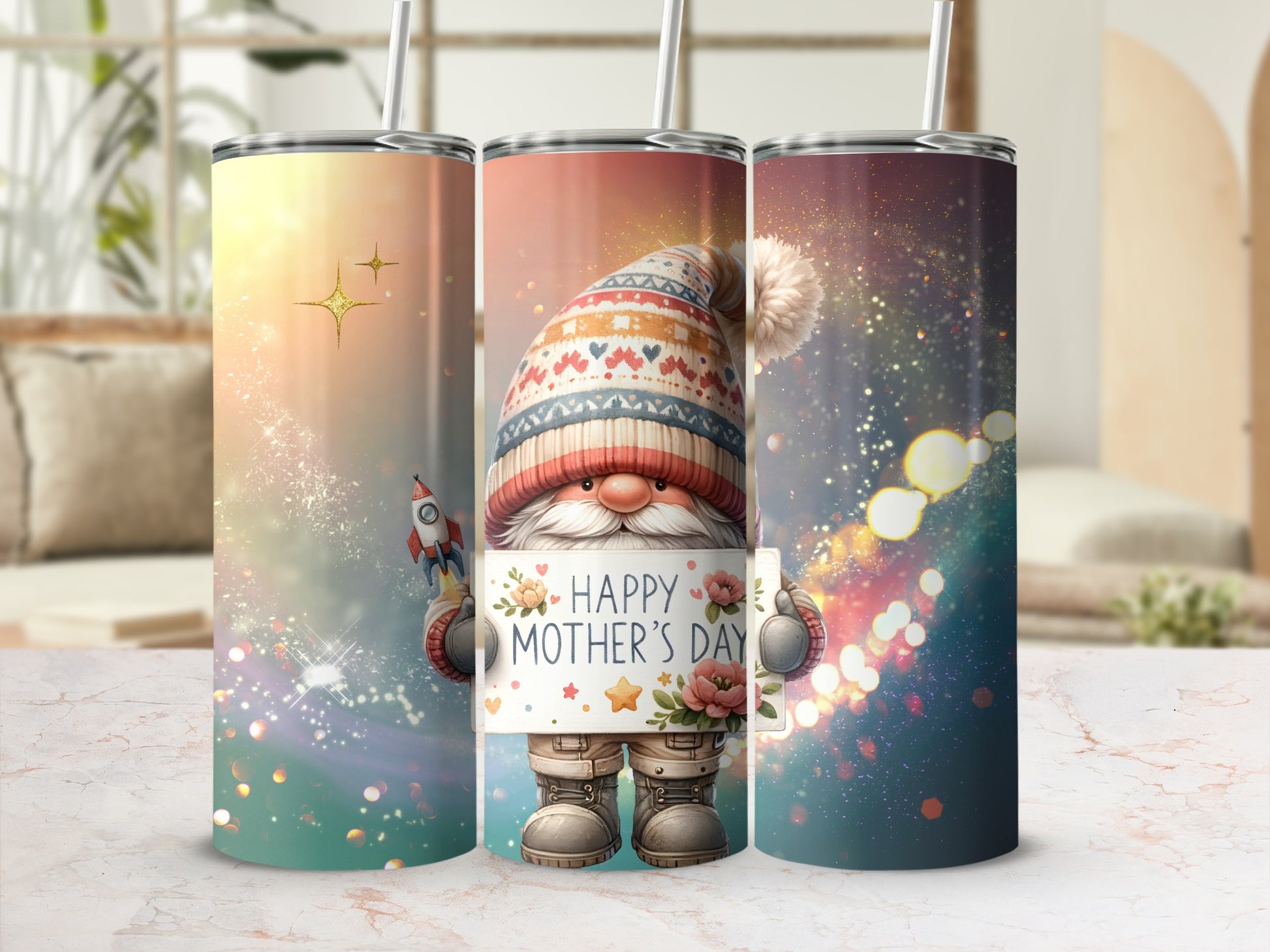 Colorful Gnome Happy Mother's Day Stainless Steel Tumbler
