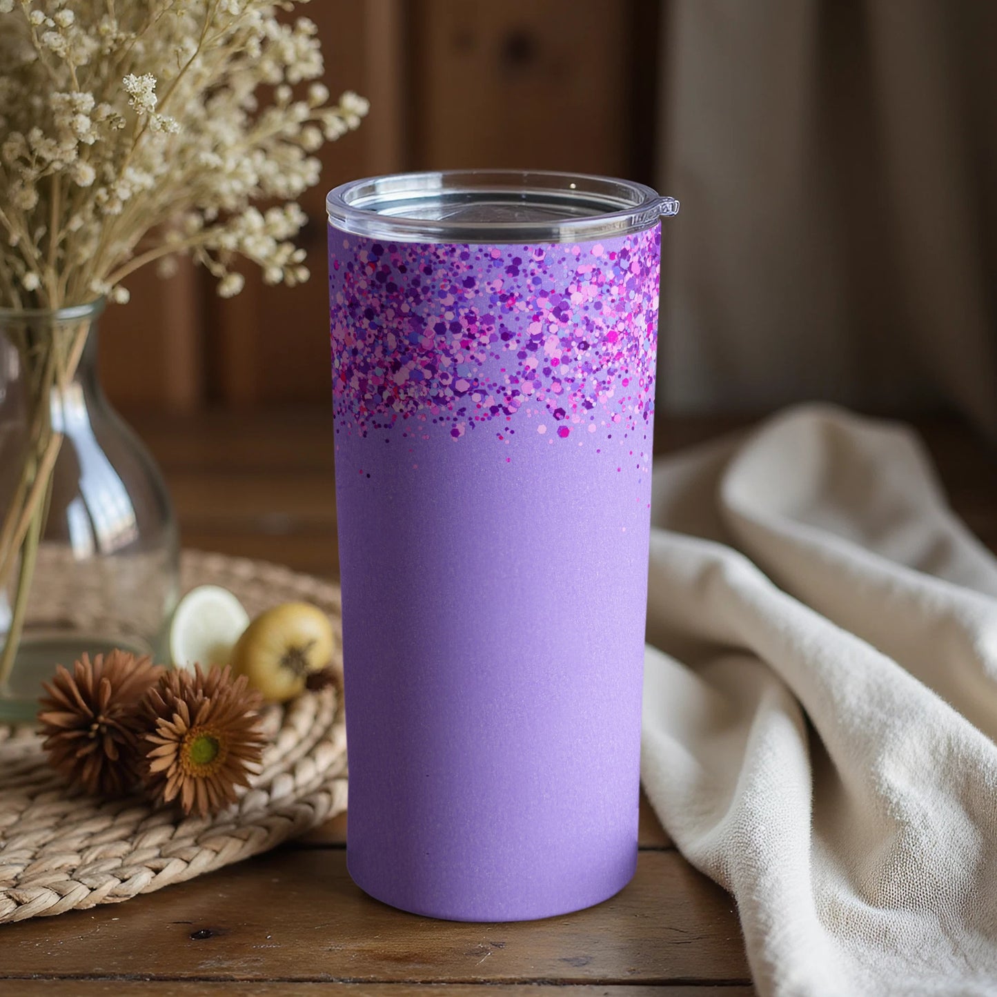 Glittery Purple and Pink Gradient Tumbler