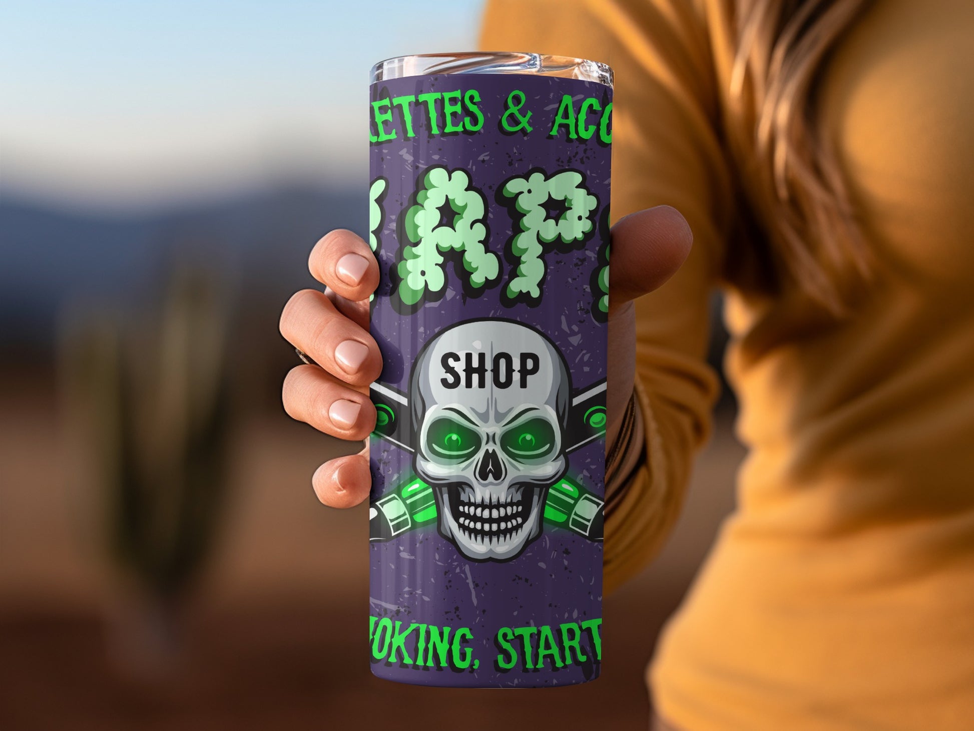Skull Shop Smoking Start Vaping Design Tumbler Cup