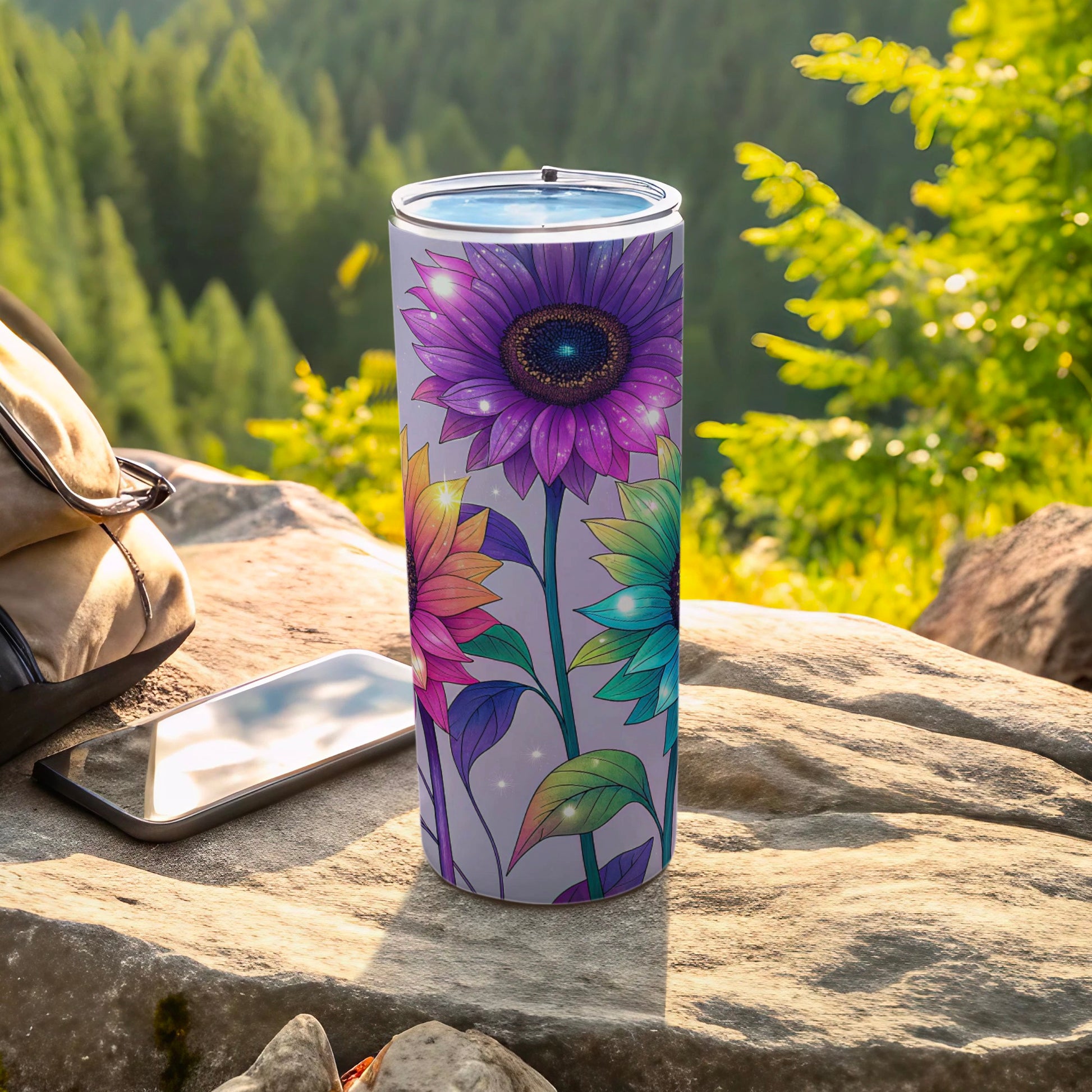 Colorful Sunflower Design Tumbler for Outdoor Use