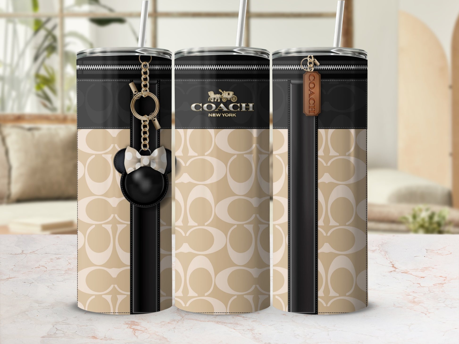 Stylish Coach New York Insulated Tumbler with Straw