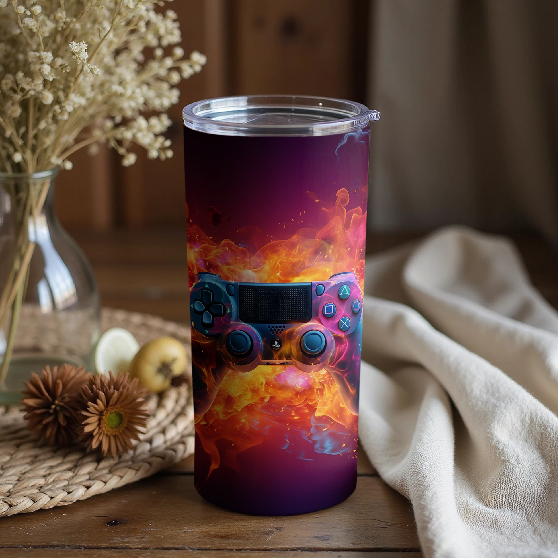 Vibrant Gaming Controller Design Insulated Tumbler