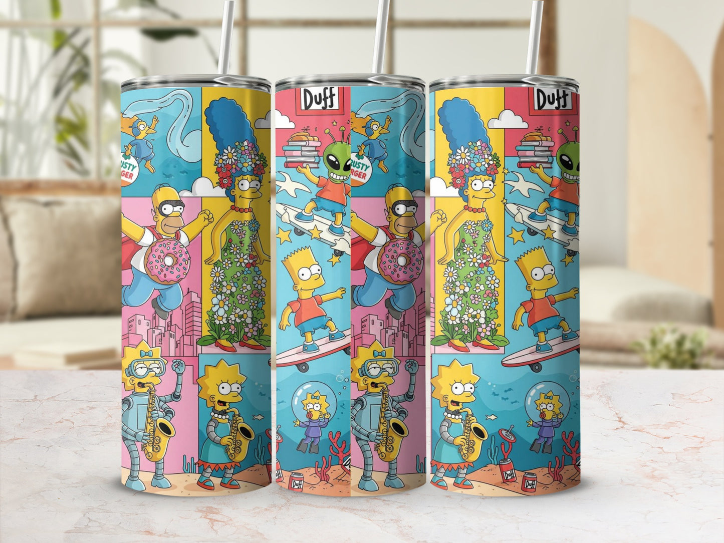 Vibrant Simpsons Themed Tumbler With Characters