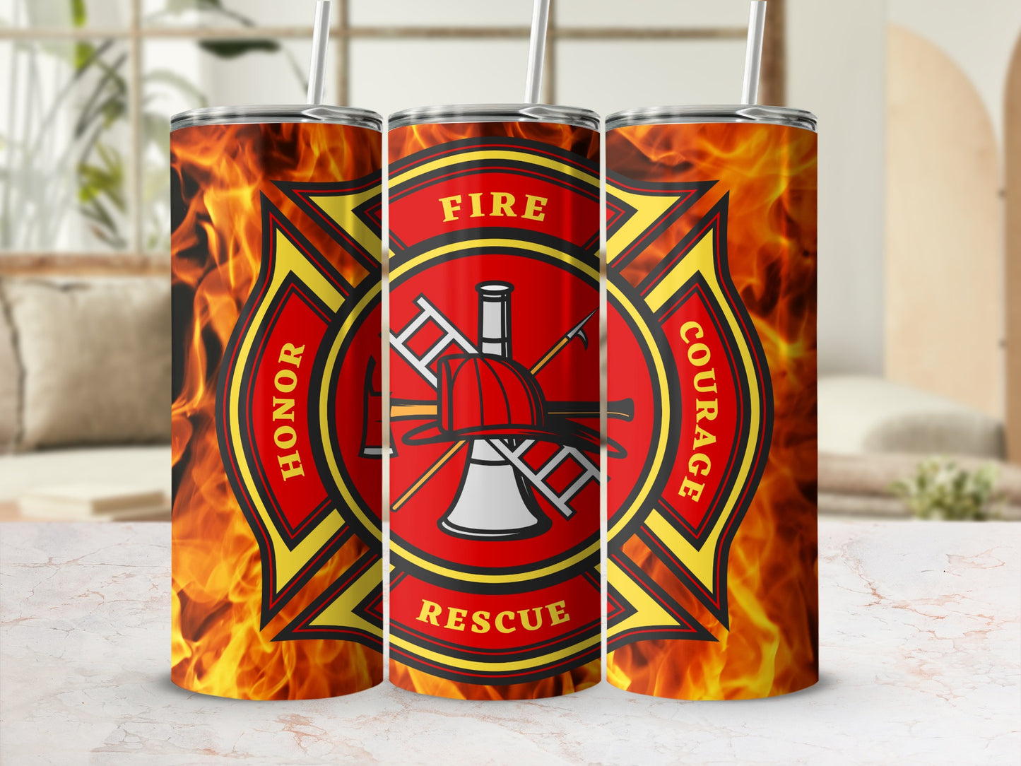 Firefighter Honor Courage Rescue Design Tumbler