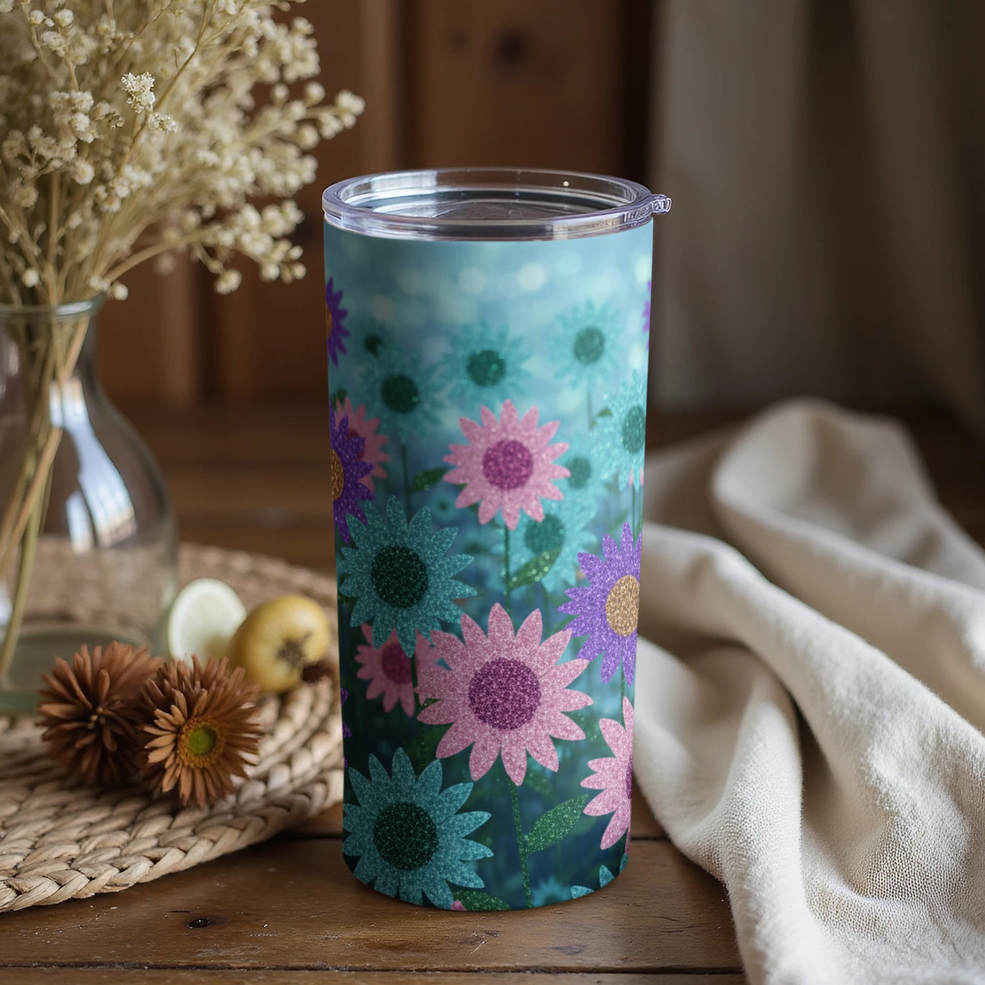 Colorful Floral Design Tall Drinkware Tumbler