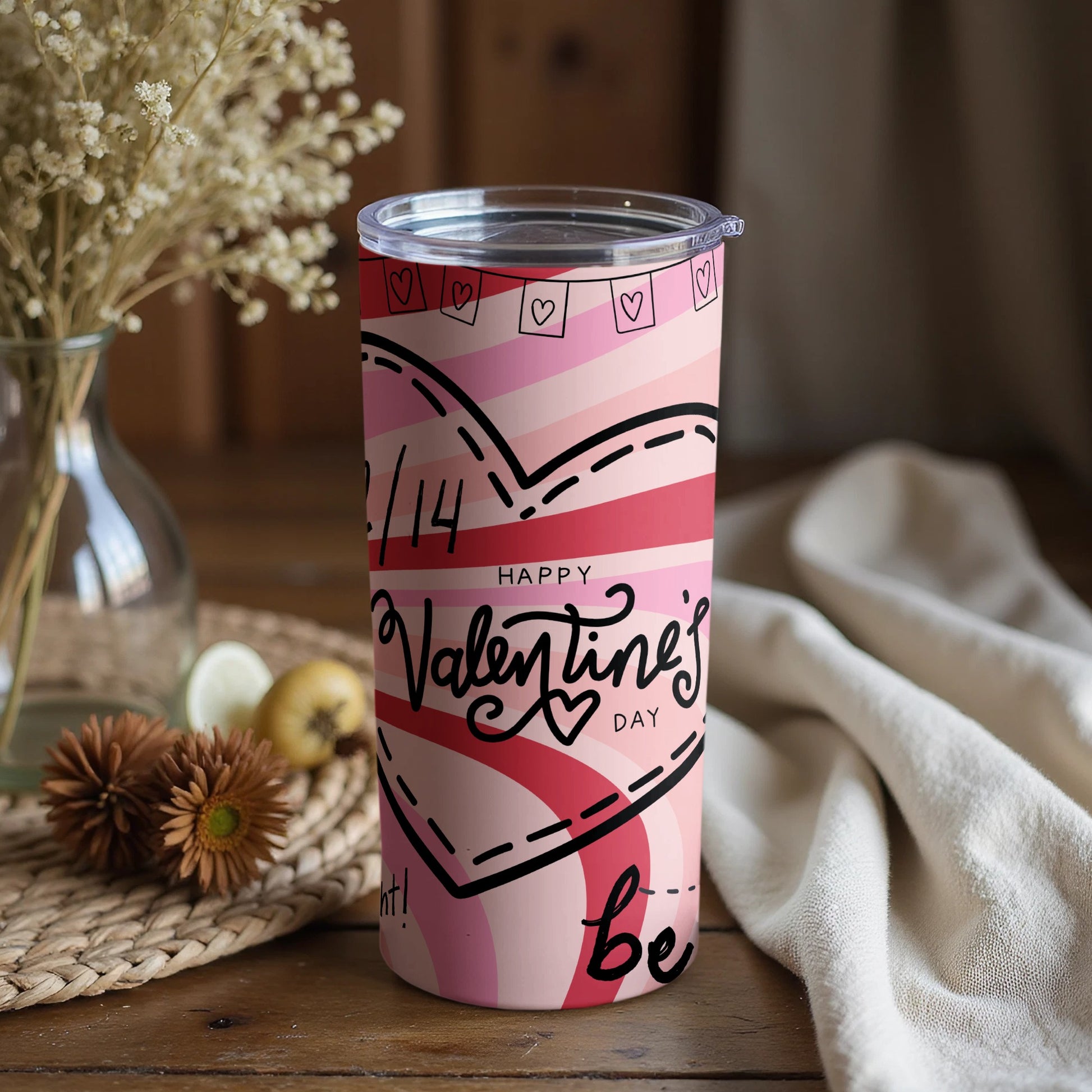 Pink Valentine's Day Heart Design Tumbler Gift