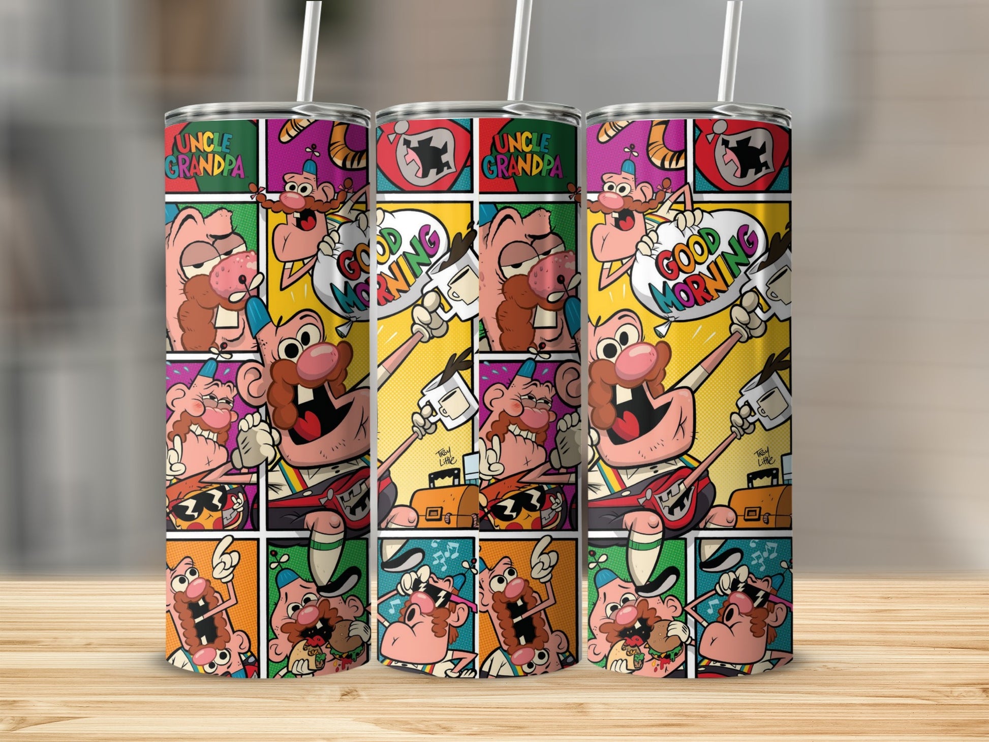 Colorful Cartoon Character Collage Tumbler Cup