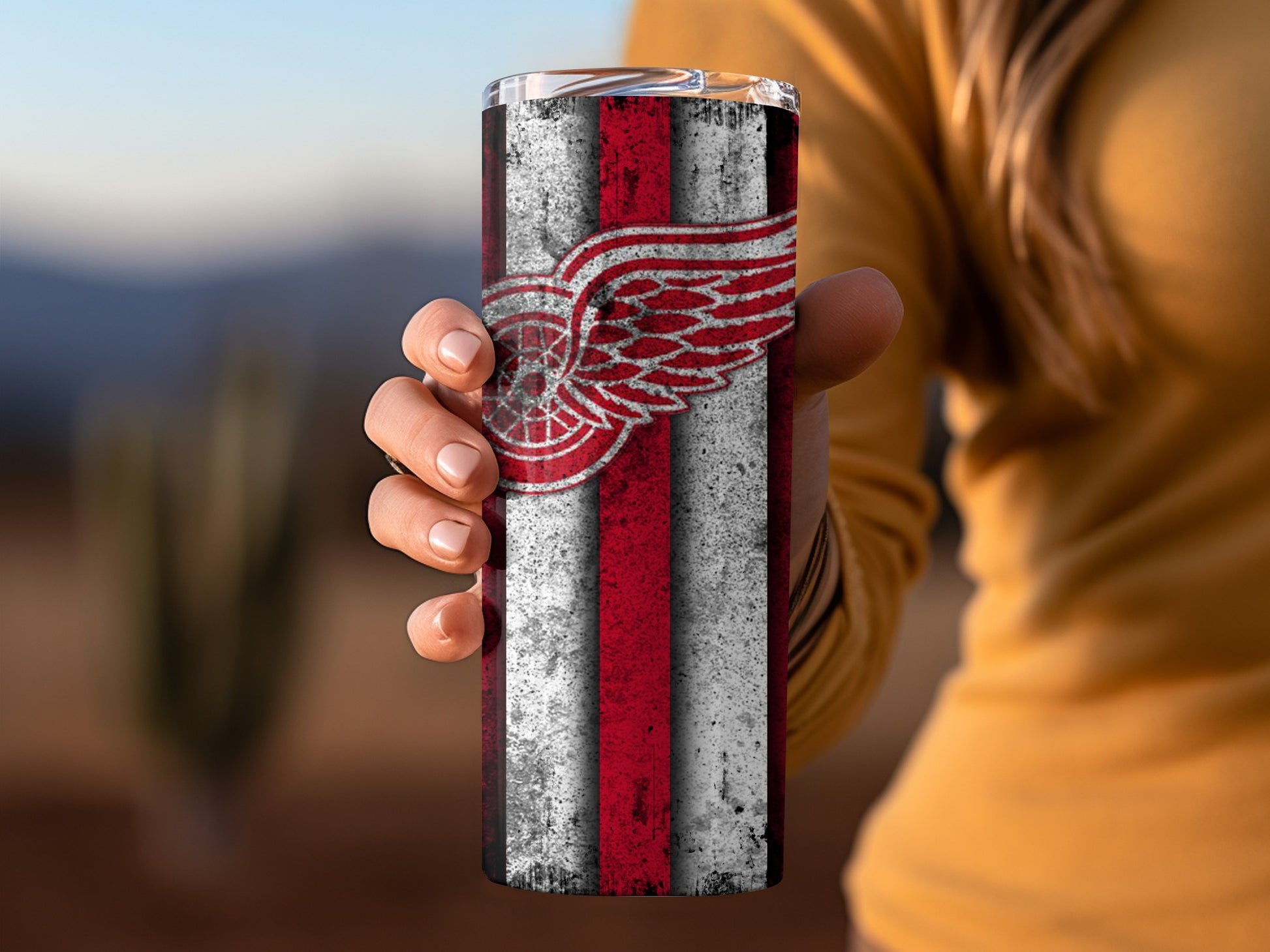 Vintage Sports Team Tumbler with Red and White Stripes