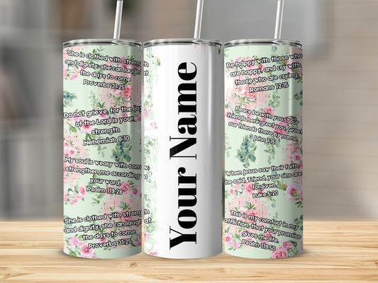 Inspirational Bible Quotes Floral Tumblers set