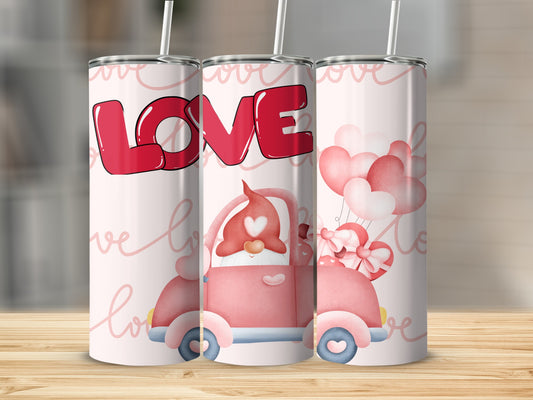 Valentine Gnome with Love and Balloons Tumbler Product