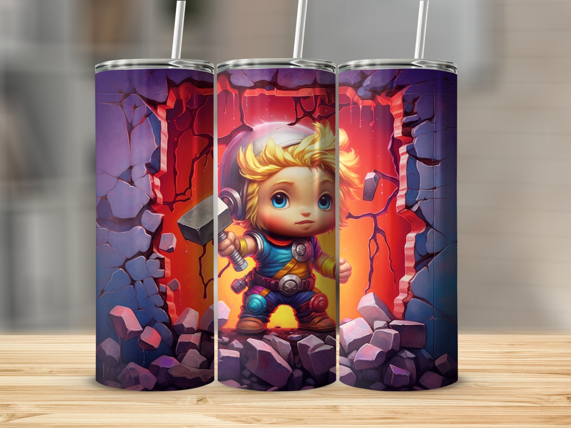 Adorable Baby Viking Breaking Through Rocks Tumbler