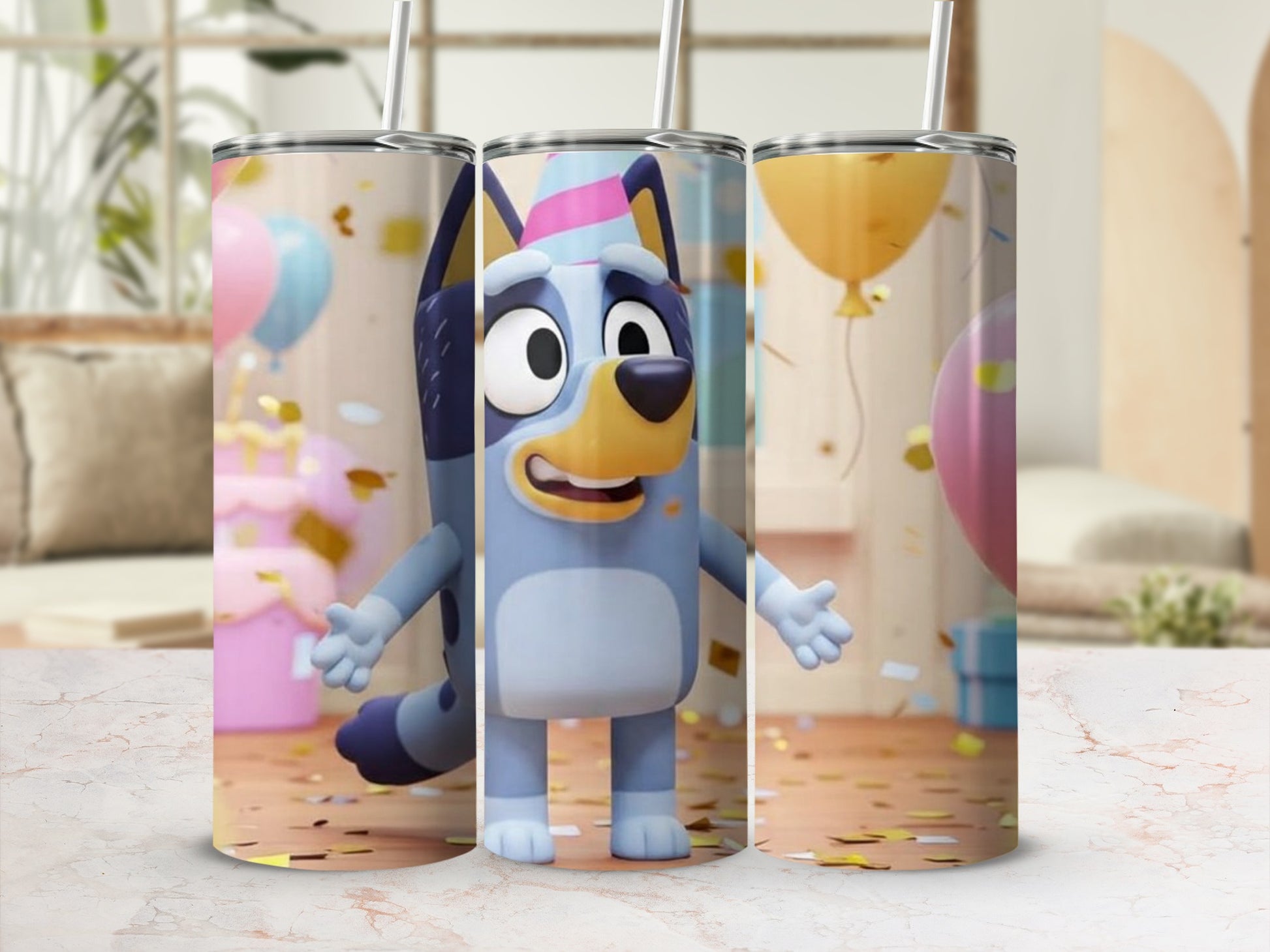 Blue Cartoon Character Party Design Tumbler Product