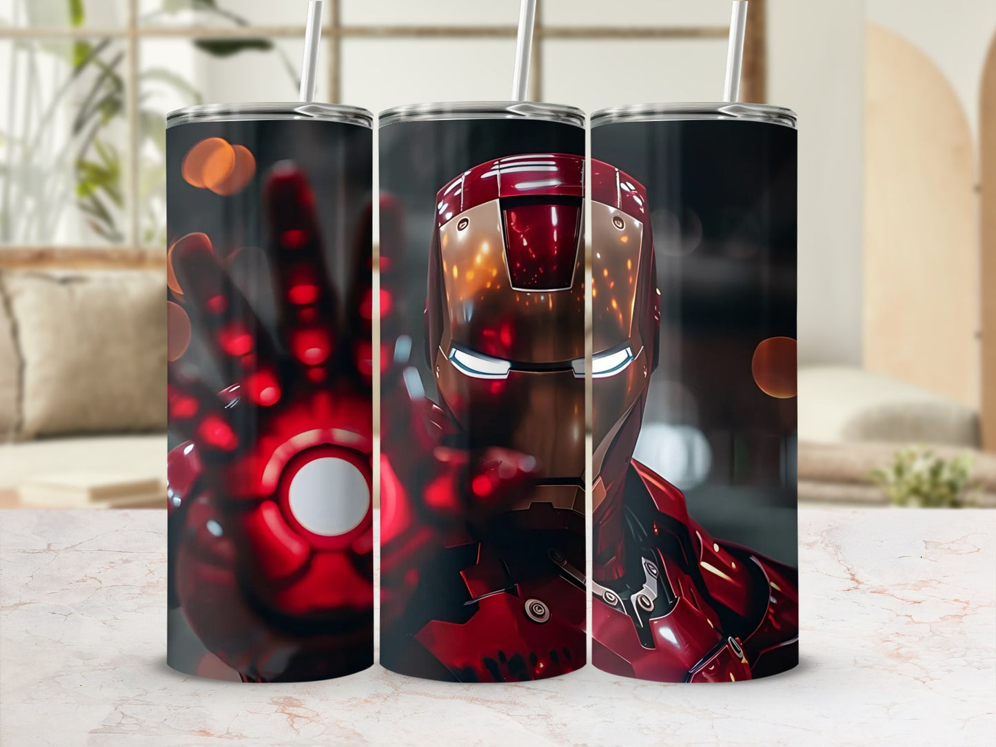 Iron Man Themed Insulated Stainless Steel Tumbler