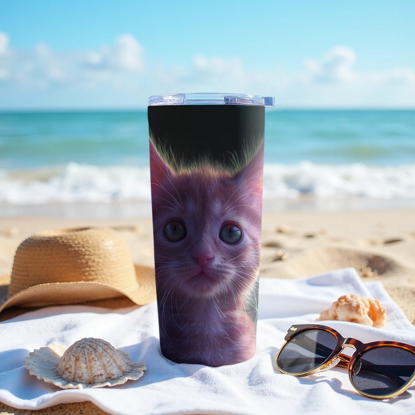 Adorable Cute Pink Kitten Face Beautiful Tumbler Product Type