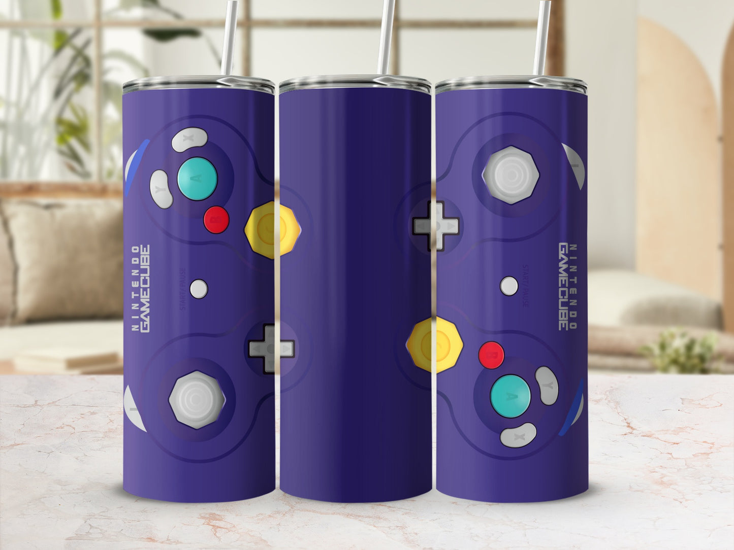 Nintendo GameCube controller design purple tumbler product type