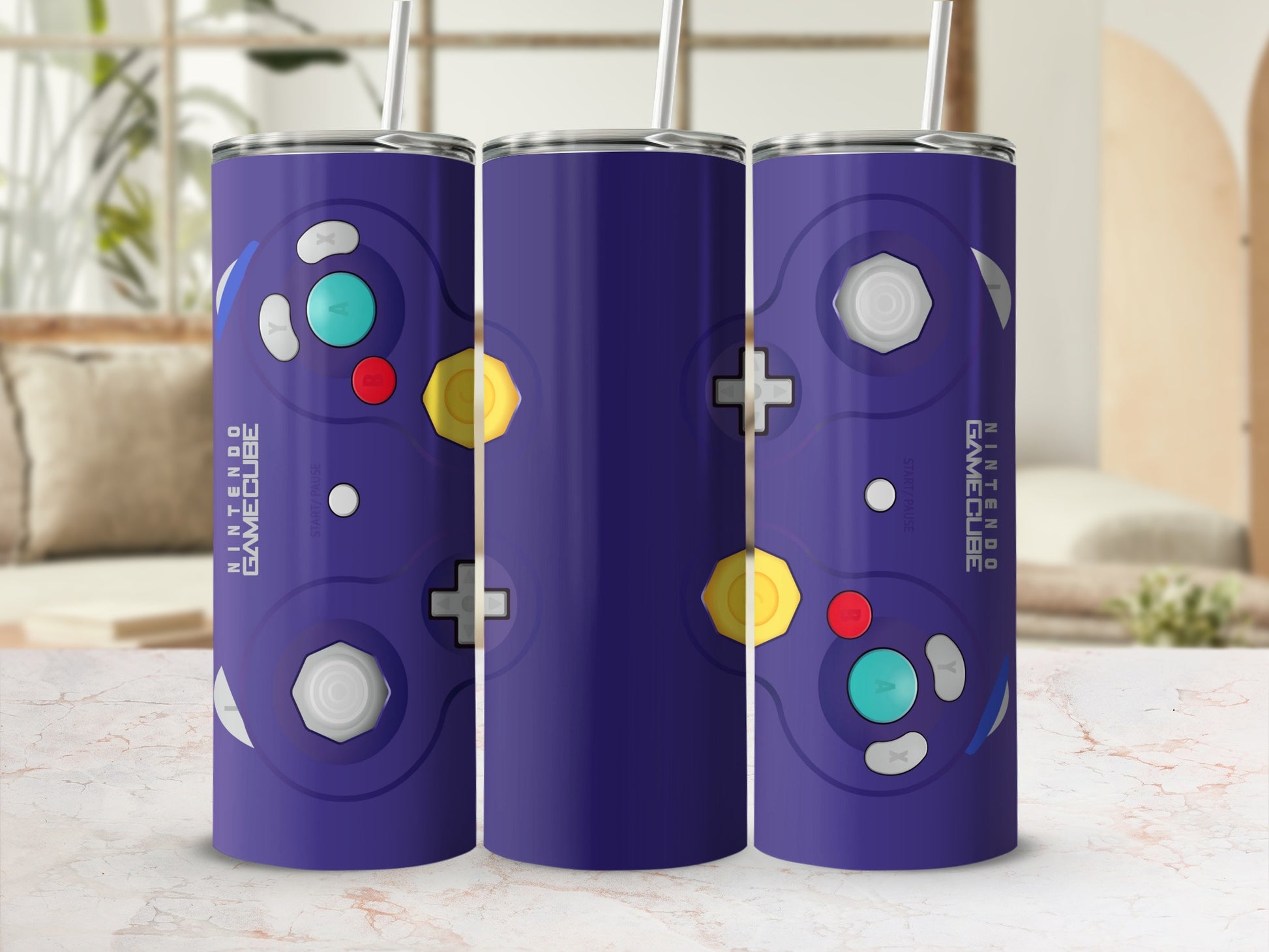 Nintendo GameCube controller design purple tumbler product type