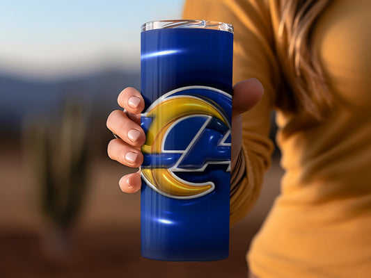 Los Angeles Rams Logo With Blue Background Tumblers