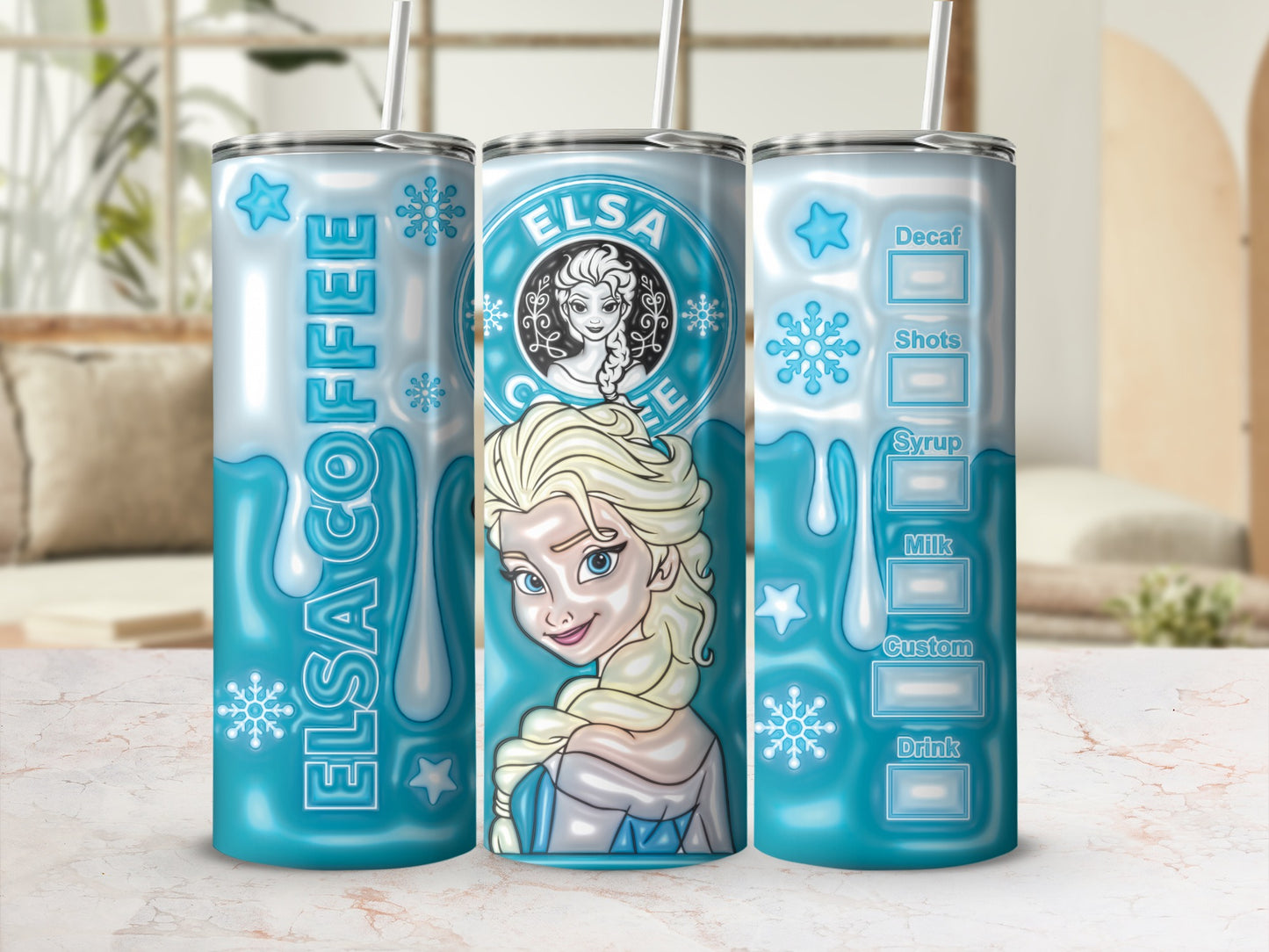 Elsa Coffee Customizable Tumbler with Straw Drinkware