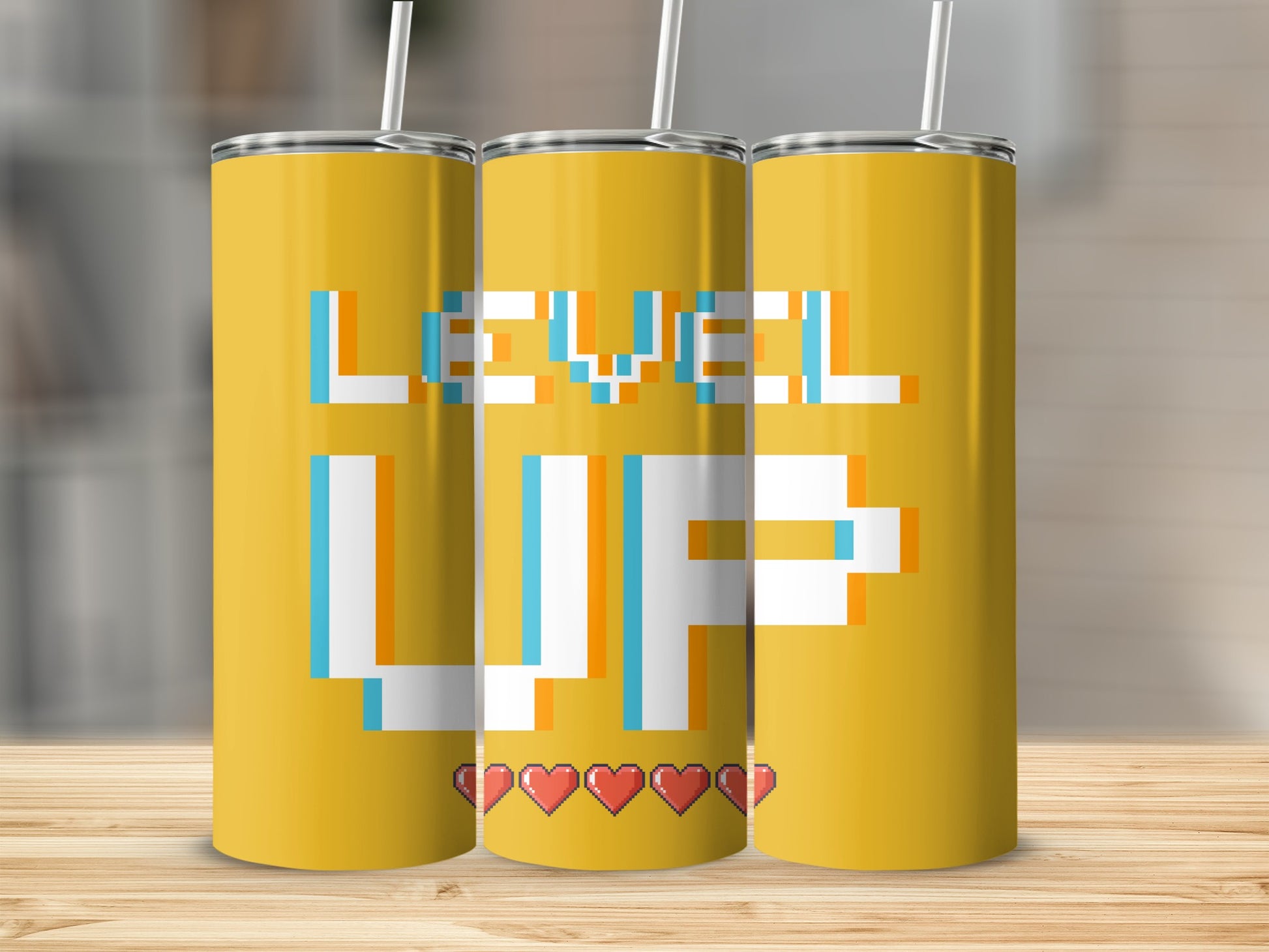 Level Up Tall Tumblers with Heart Details