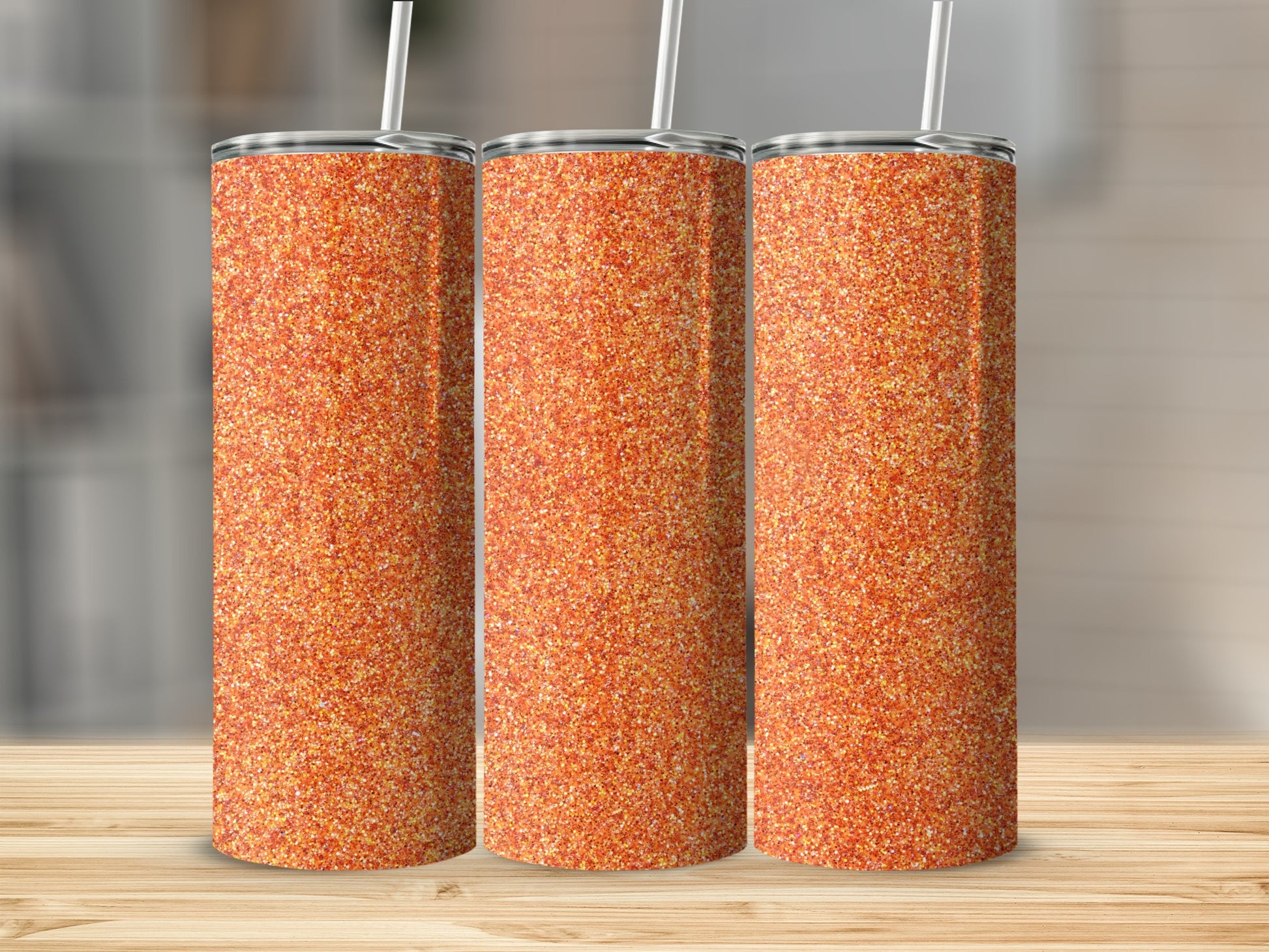 Sparkling Orange Glitter Design Tumbler Product