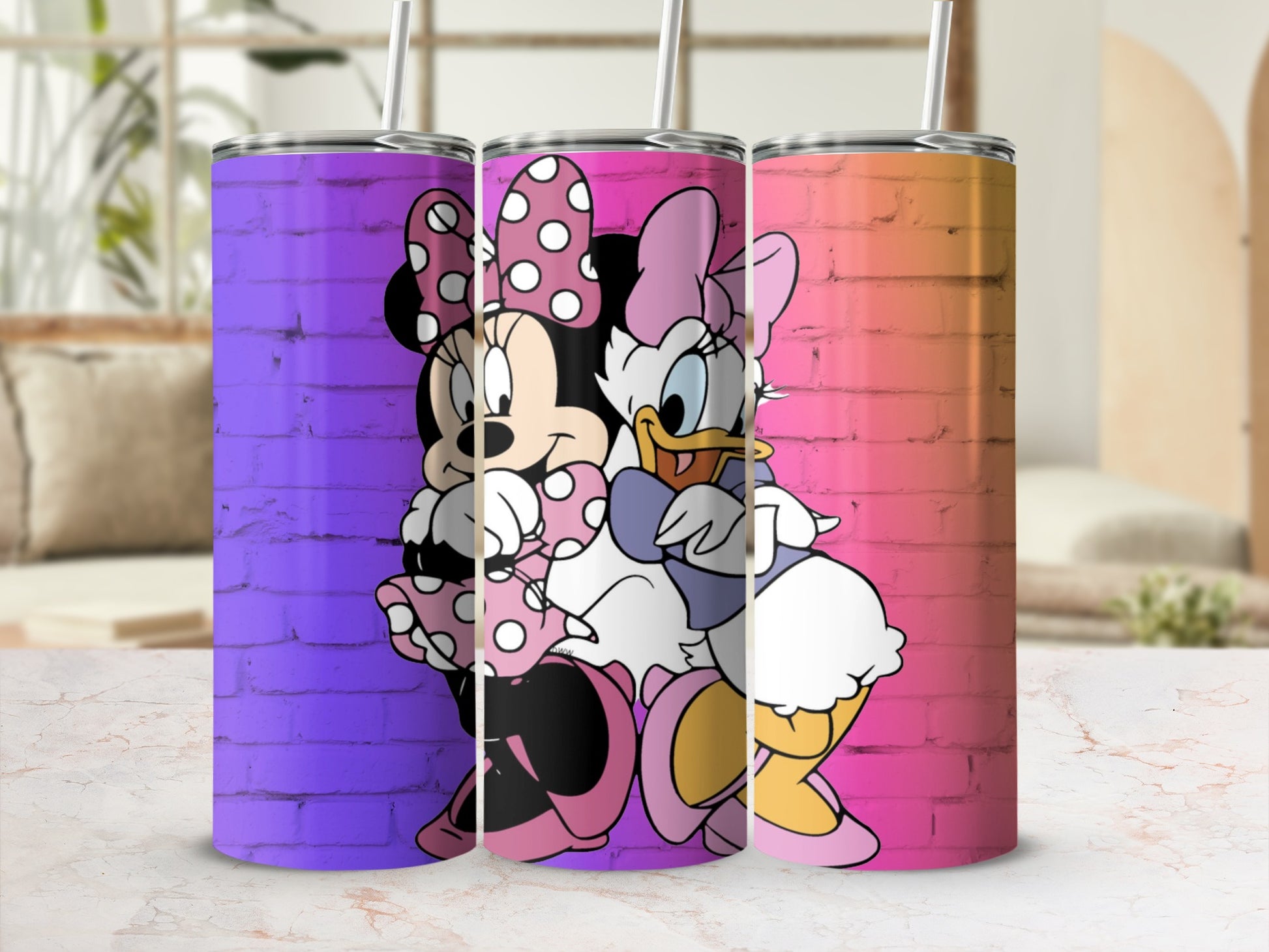 Cute Minnie Mouse and Daisy Duck Tumbler Flask