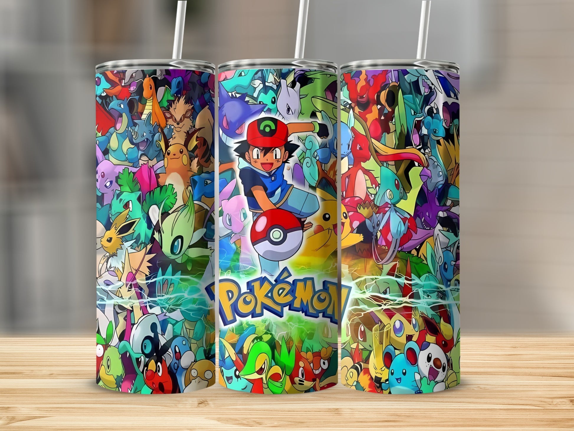 Vibrant Pokemon Character Design Tumbler Drinkware