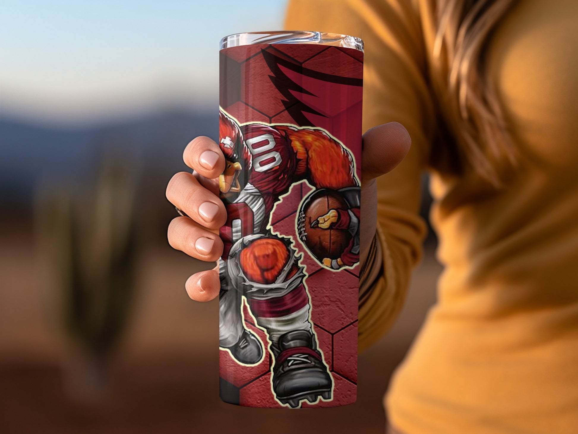 Football Themed Tumbler with Team Mascot Design