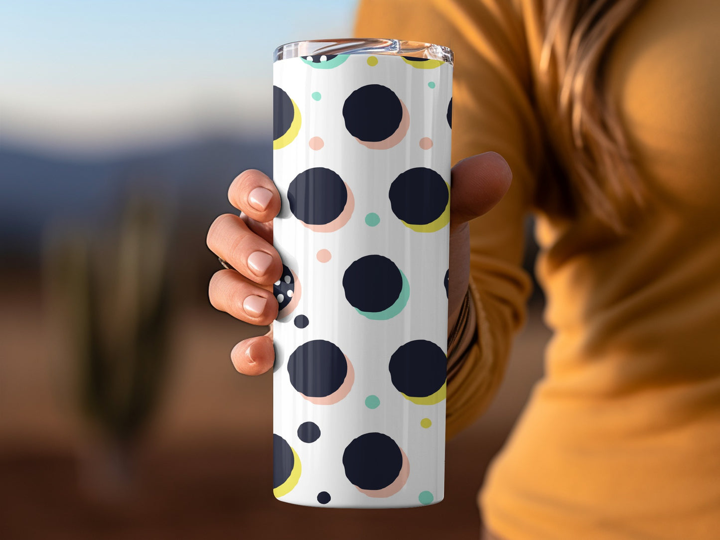 Stylish Multicolor Polka Dot Pattern Tumbler Product