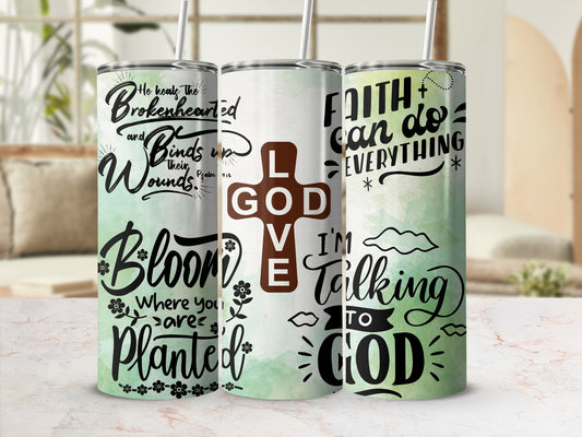 Inspirational Faith and Love Quote Tumbler Set