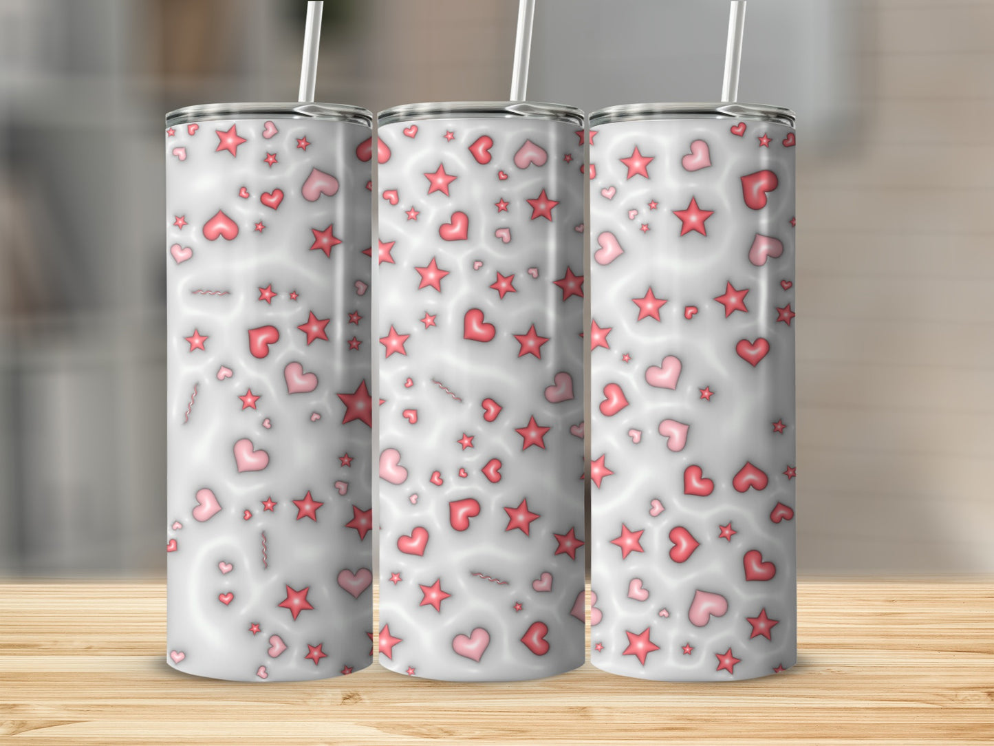 Lovely Pink Hearts and Stars Tall Tumbler Product