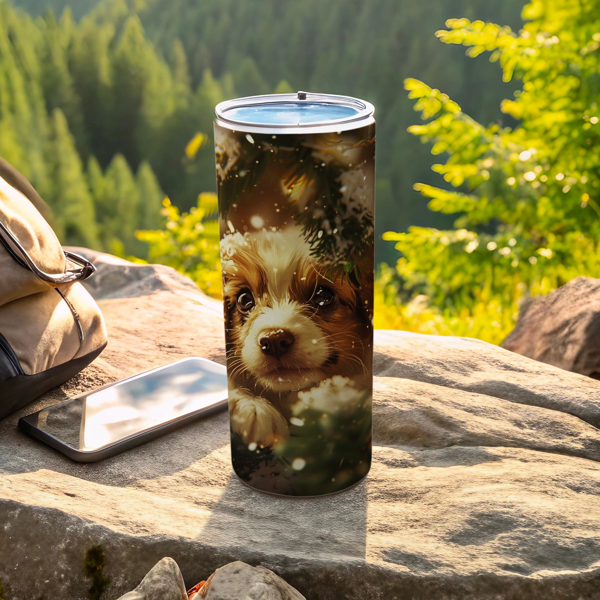Adorable Puppy Artwork Insulated Travel Tumbler