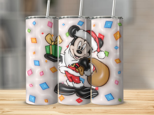 Festive Mickey Mouse with Gift Custom Tumbler Design
