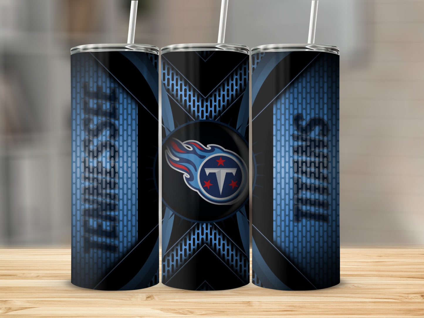 Tennessee Titans Symbol Blue Black Background Tumblers