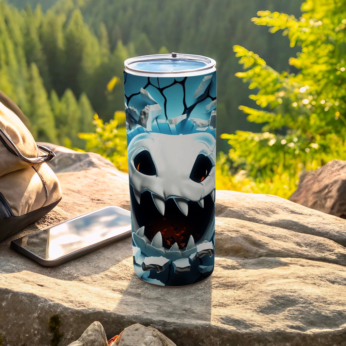 Icy Dragon Skull Tumbler for Outdoor Adventures