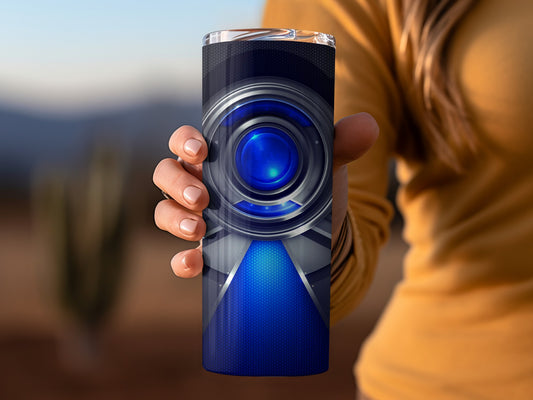 Abstract Blue Spheres On Gray Metallic Layout Tumblers
