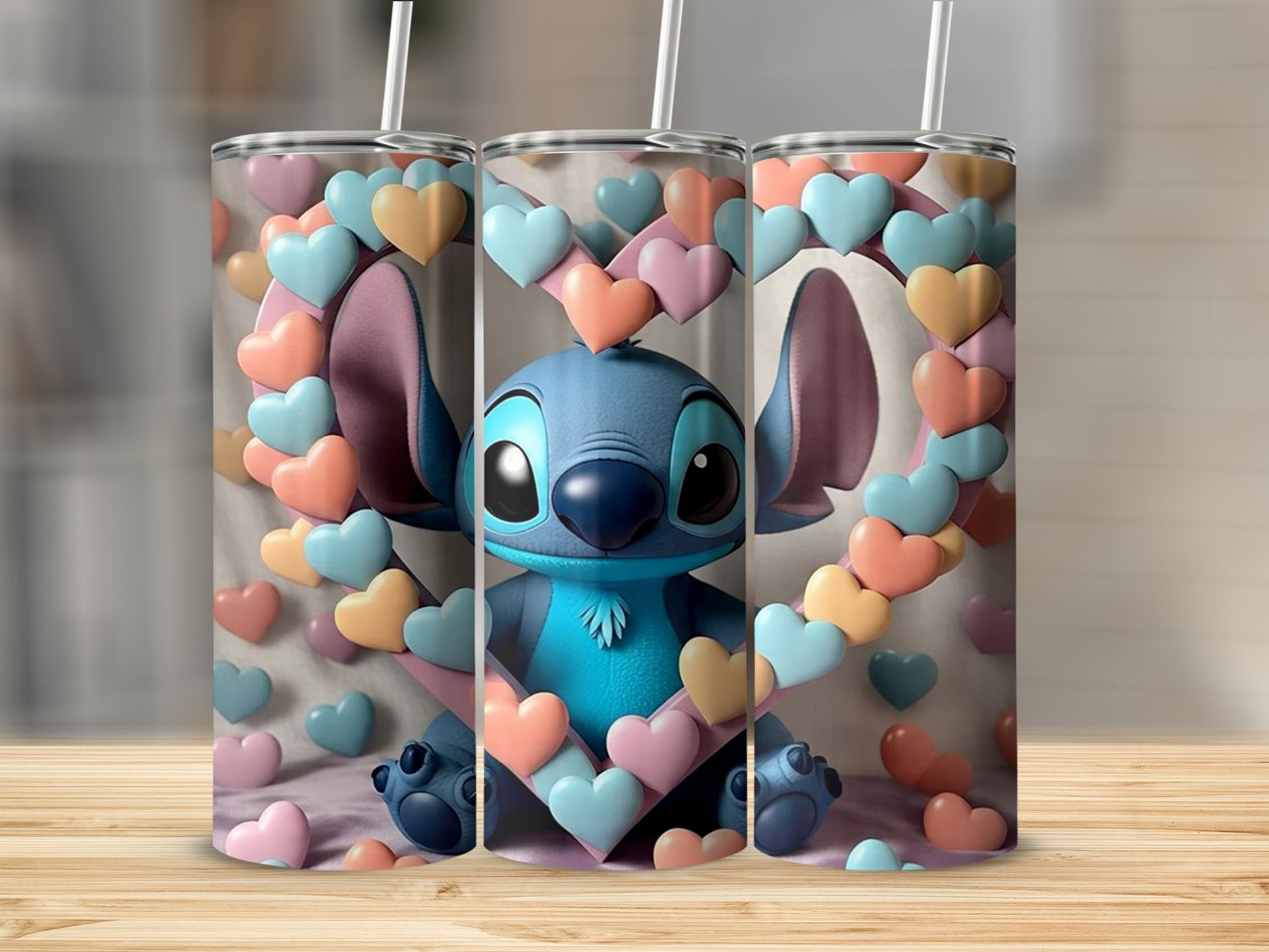 Colorful Hearts and Cute Alien Tumbler Cup