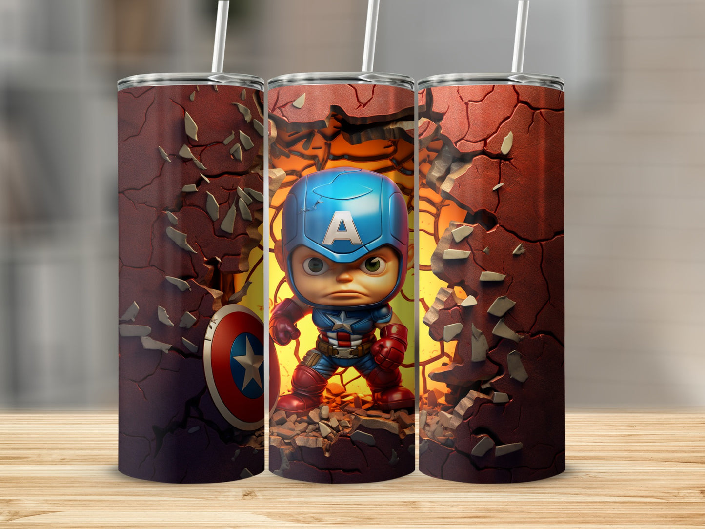 Captain Superhero Breaking Through Design Tumbler