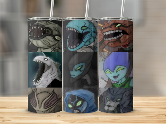 Nine Alien Characters With Green Eyes For Unique Gifts Tumblers